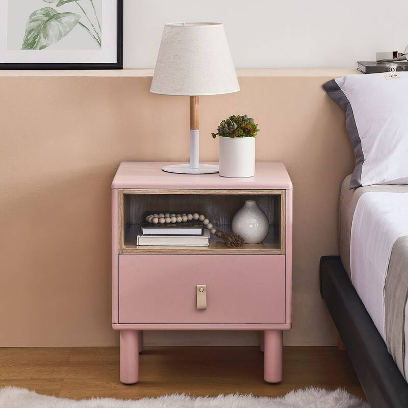 Modern Compact Wooden Single Drawer Nightstand