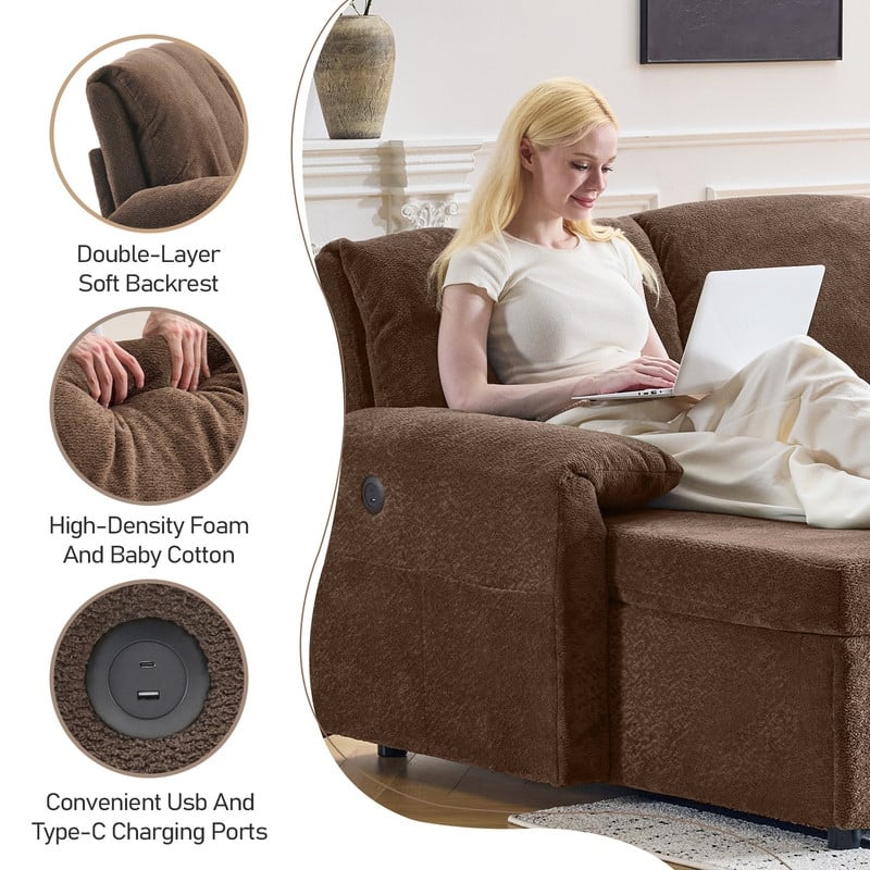 Upholstered Velvet U-Shaped Sectional Sleeper Sofa Corner Sectional Sofa Bed