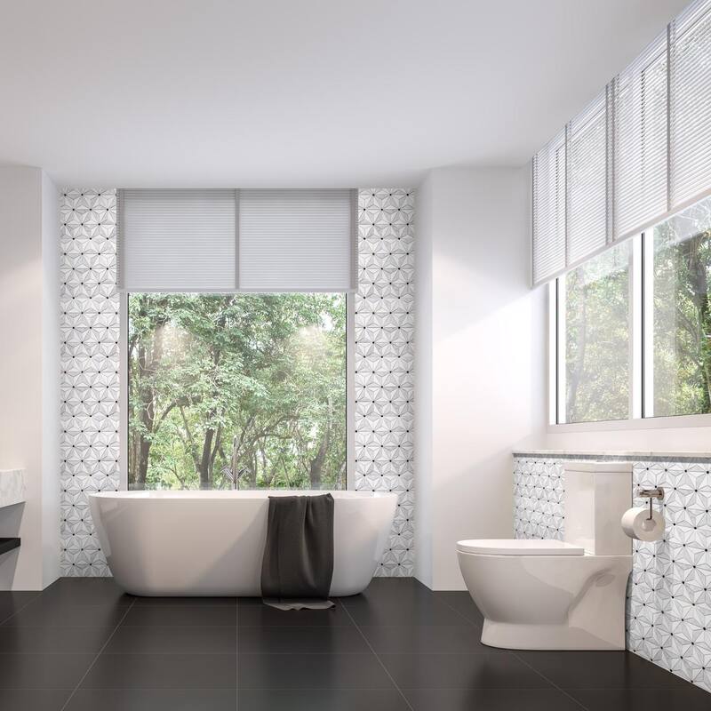 The Tile Life Santorini Star 1x3 Carrara Thassos Marble Backsplash Wall Tile