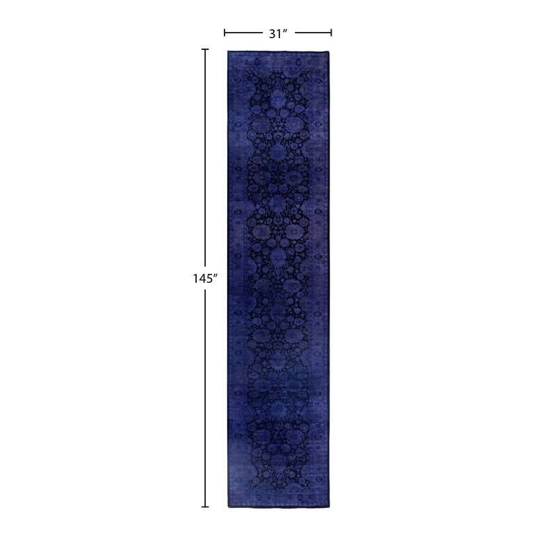 Overdyed One-of-a-Kind Hand-Knotted Runner Rug - Purple - 2' 7" x 12' 1"