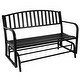 preview thumbnail 5 of 6, Sunnydaze 2-Person Black Steel Metal Outdoor Patio Garden Glider Bench - 50"