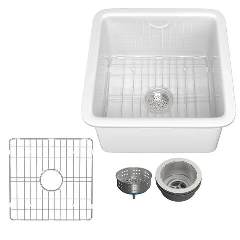 White Fireclay Dual-mount Kitchen Sink
