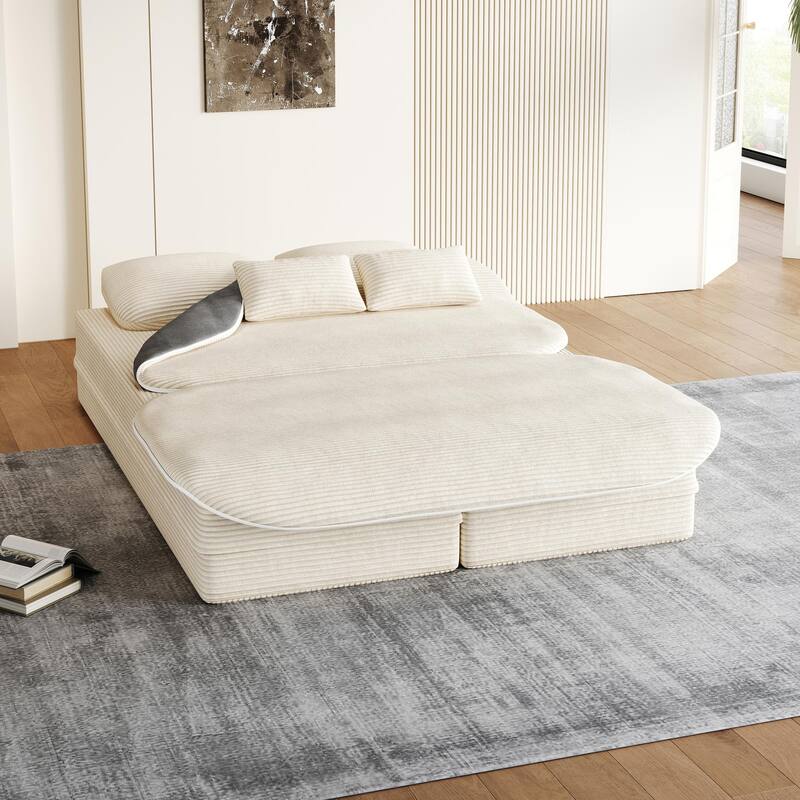 Convertible Sofa Bed Foam Sofa Bed with Blanket