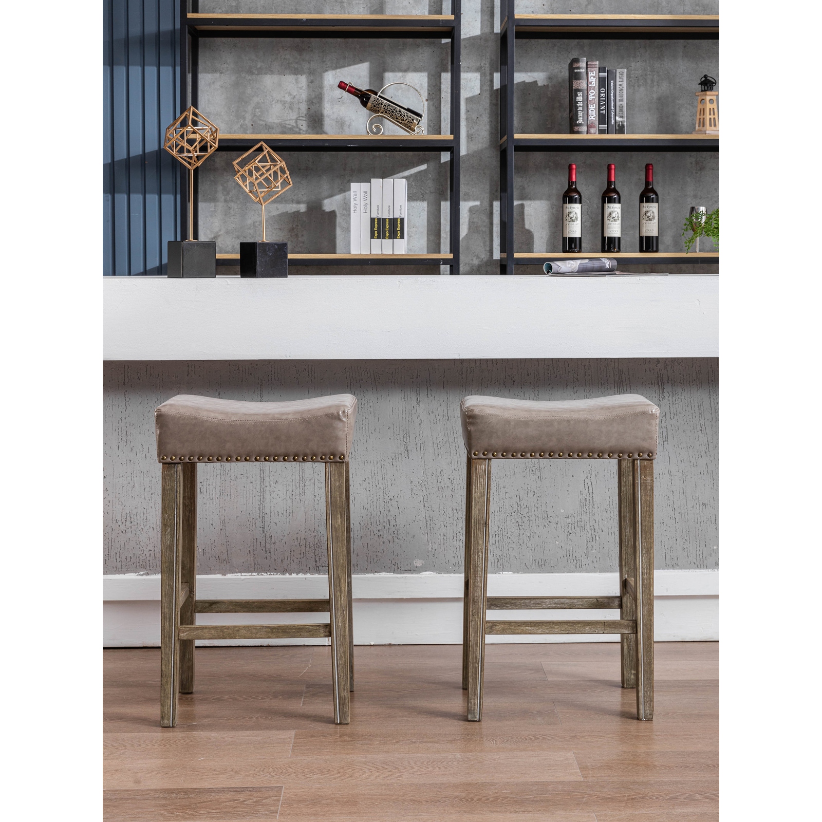 Bar stools shop backless leather
