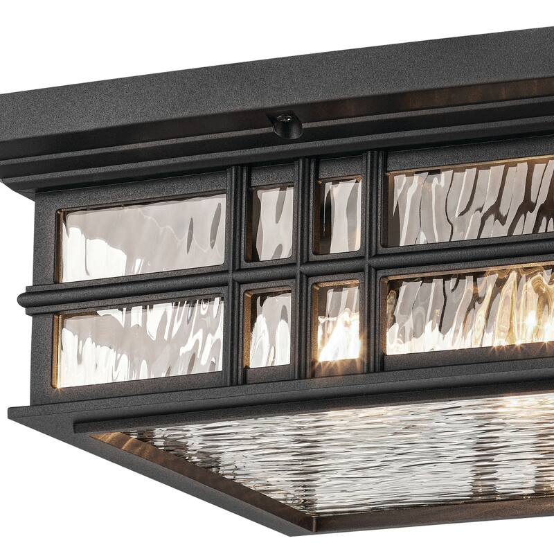 Kichler Lighting Beacon Square 2-Light Textured Black Outdoor Flush Mount Light - 12 in