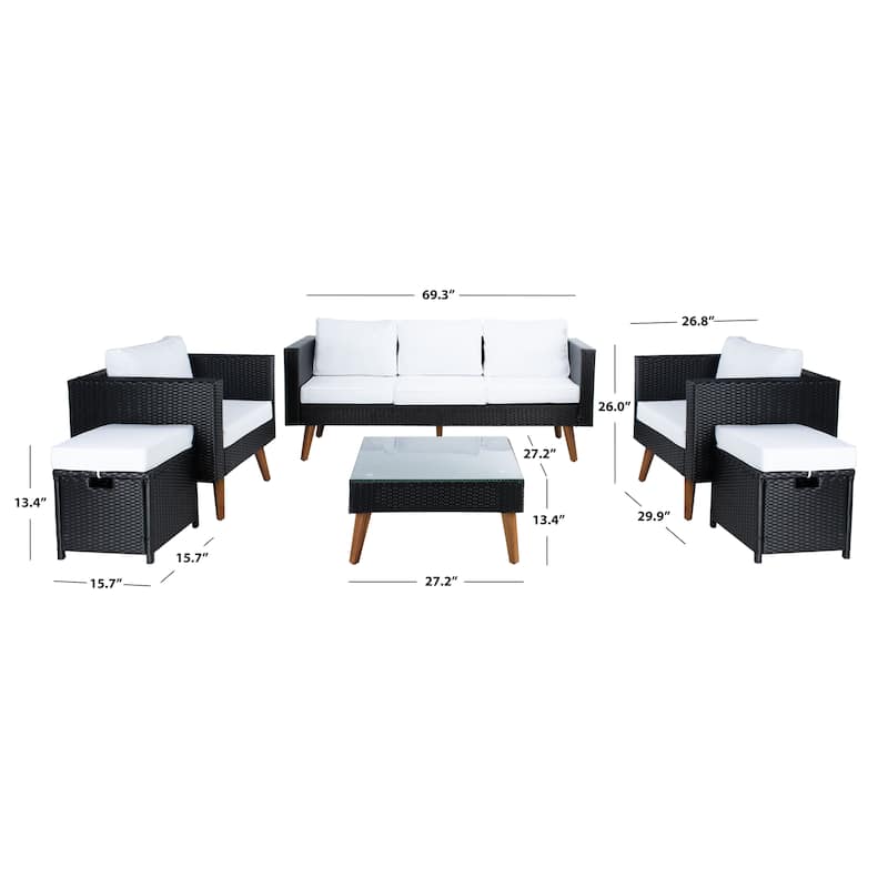 SAFAVIEH Outdoor Gojka 6-Piece Living Set - 69W x 26D x 27H