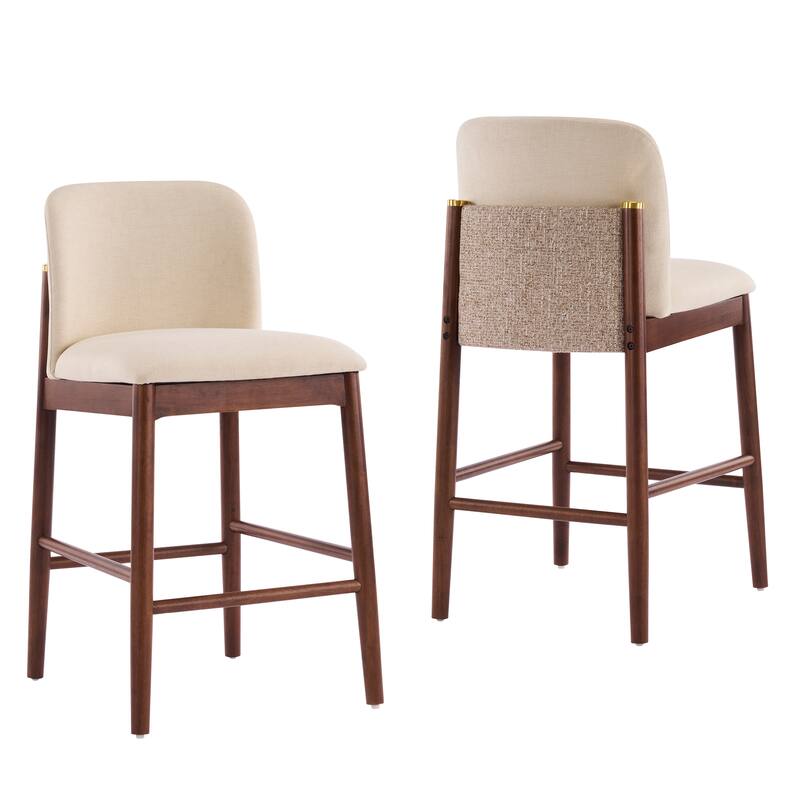 Christopher Knight Home - Lois Modern Upholstered Solid Rubberwood Counter Stool Set - Bar Chairs with Ergonomic Backrest