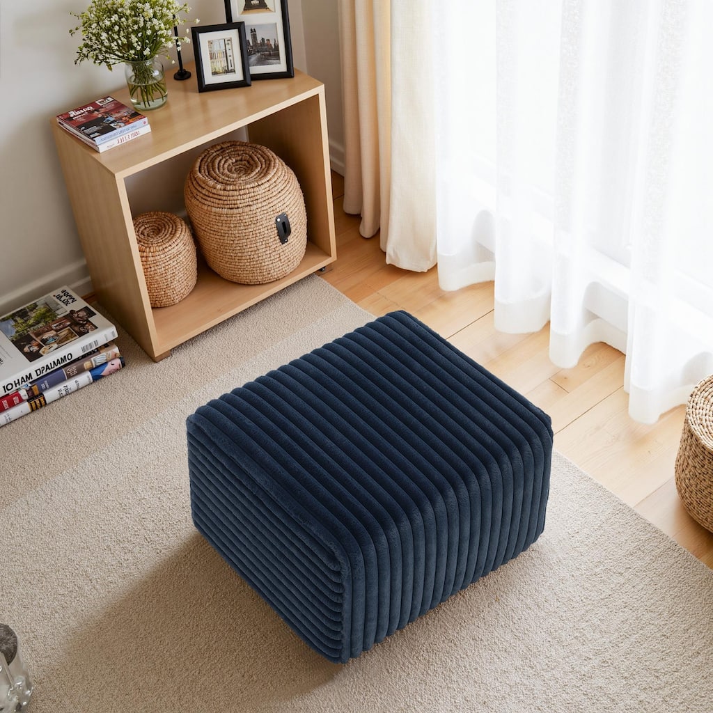 Modern Flannel Upholstered Ottoman for Bedroom Living Room
