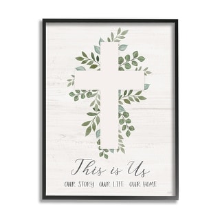 Stupell This Is Us Botanical Cross Symbol Framed Giclee Art by Natalie ...