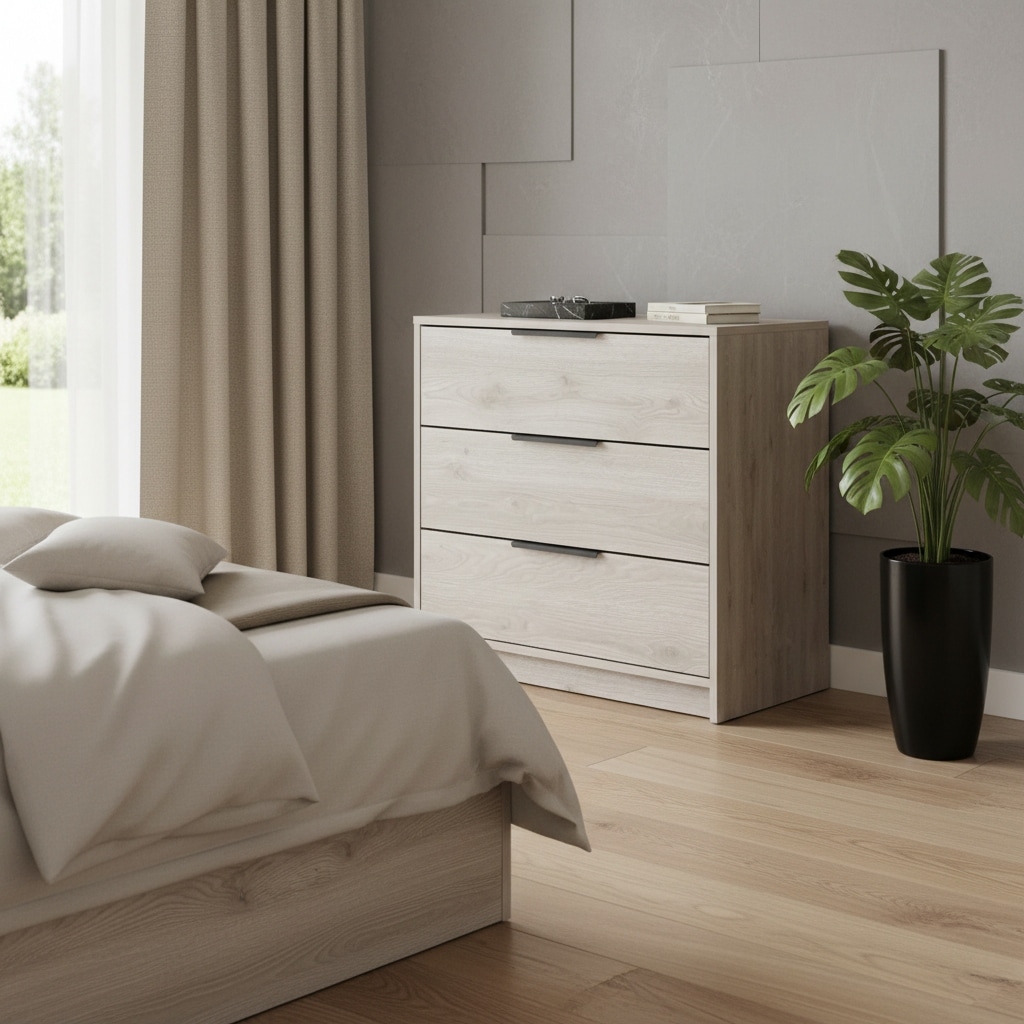 HomeRoots 28" Light Gray Wood Three Drawer Dresser