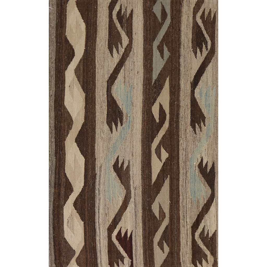 Striped Kilim Oriental Accent Rug Hand-Woven Wool Carpet - 3'0"x 5'0"