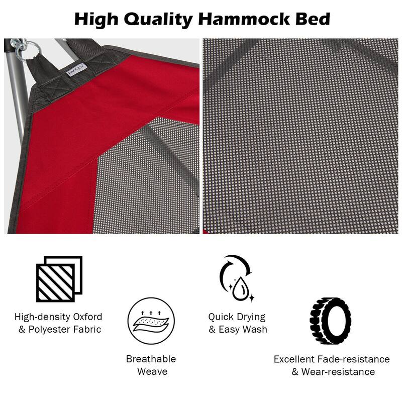 Gymax Folding Hammock Indoor & Outdoor Hammock with Side Pocket & Iron