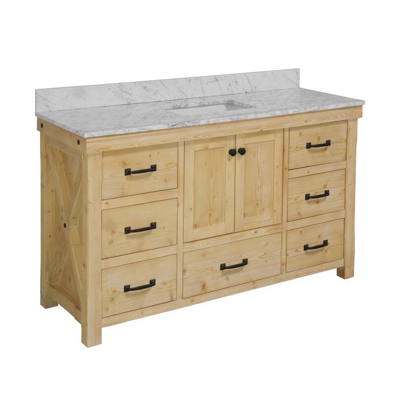 KitchenBathCollection Tuscany 60" Single Bathroom Vanity with Carrara Marble Top