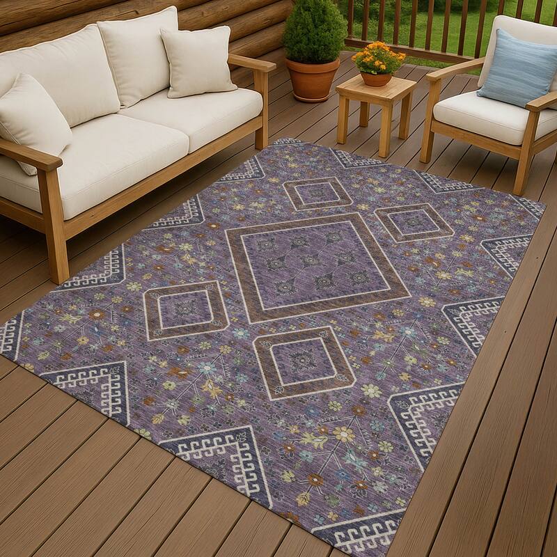 Machine Washable Indoor/ Outdoor Boho Milli Chantille Rug - Plum - 9' x 12'