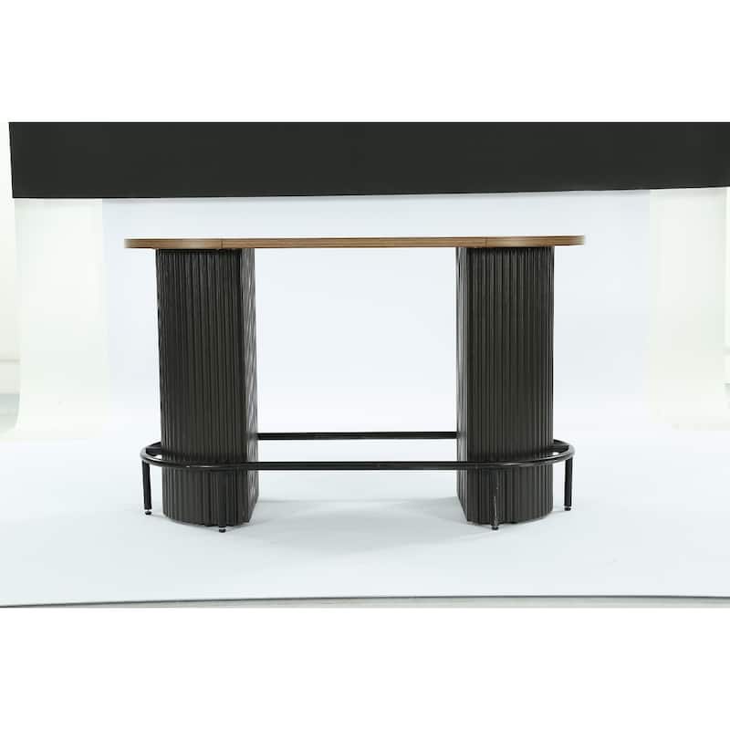 Modern Industrial Bar Table with Metal Footrest