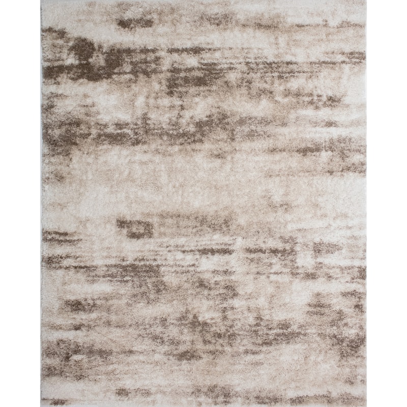 Noori Rug Lux Madison Abstract 2-Inch Shag Area Rug - 10'0" x 14'0" - Beige/Brown