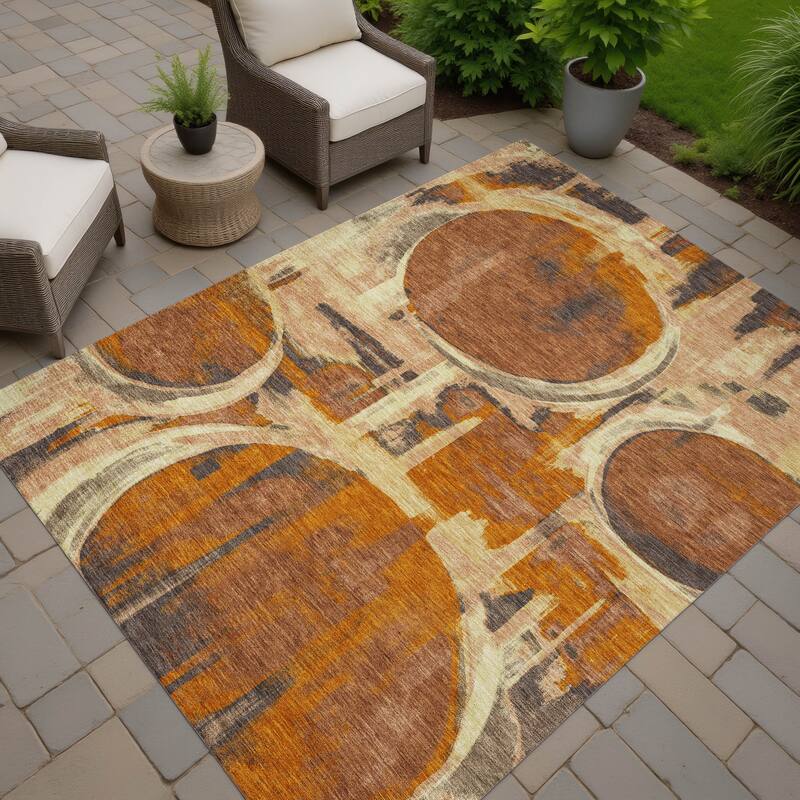 Machine Washable Indoor/ Outdoor Modern Erie Chantille Rug