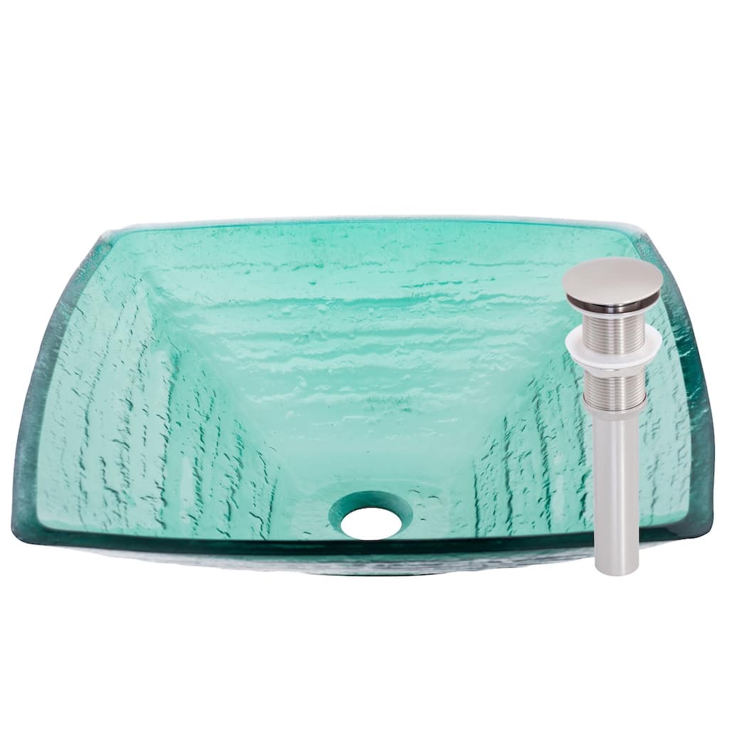 Miseno Square 18-1/4" Tempered Glass Vessel Bathroom Sink