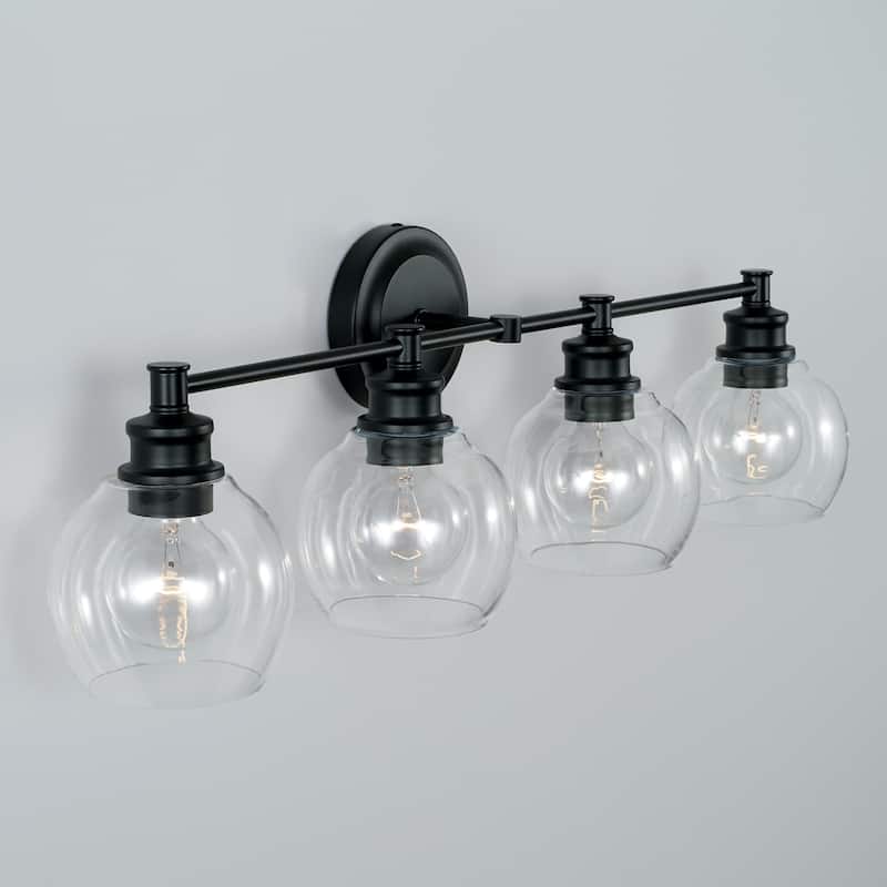 Mid-Century 32-inch 4-light Bath/ Vanity Fixture w/ Clear Glass