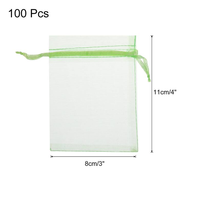 100pcs Organza Bags Drawstring Favor Pouches Sheer Mesh Bag for Party