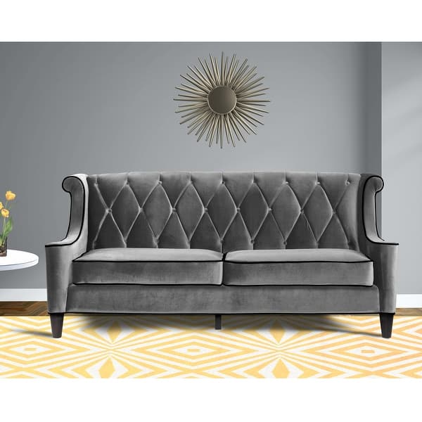 slide 1 of 10, Armen Living Barrister Modern Velvet Sofa Grey