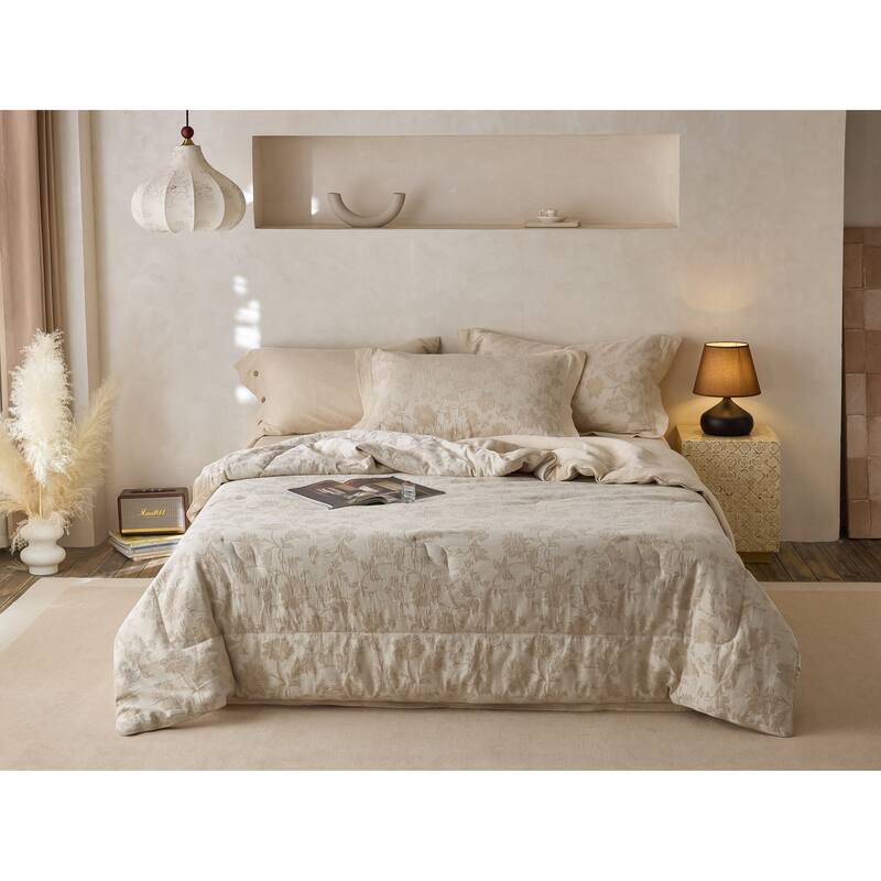 Evonne Jacquard Linen Cotton Quilt Set with Pillowcase