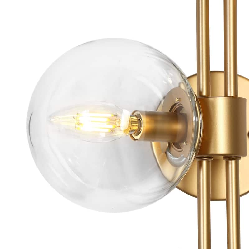 Modern Gold 3-Light Bathroom Vanity Lights Globe Glass Wall Sconces - 30'' L x 5.5'' W x 12'' H