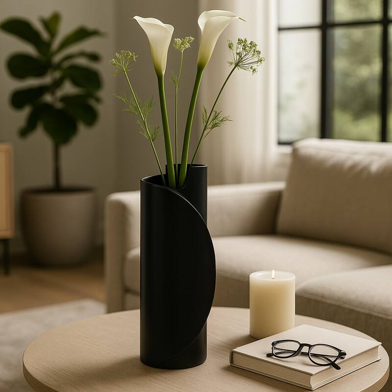Modern Table Vase with Sculptural Curved Wrap Design