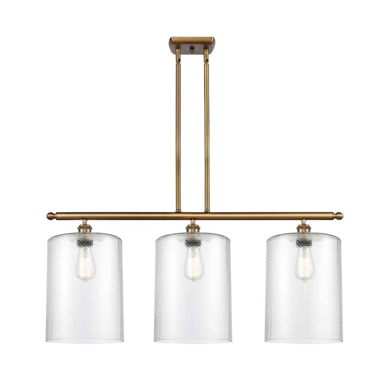 Innovations Lighting 516-3I-10-36-L Cobbleskill Linear Cobbleskill 3 - Brushed Brass / Clear