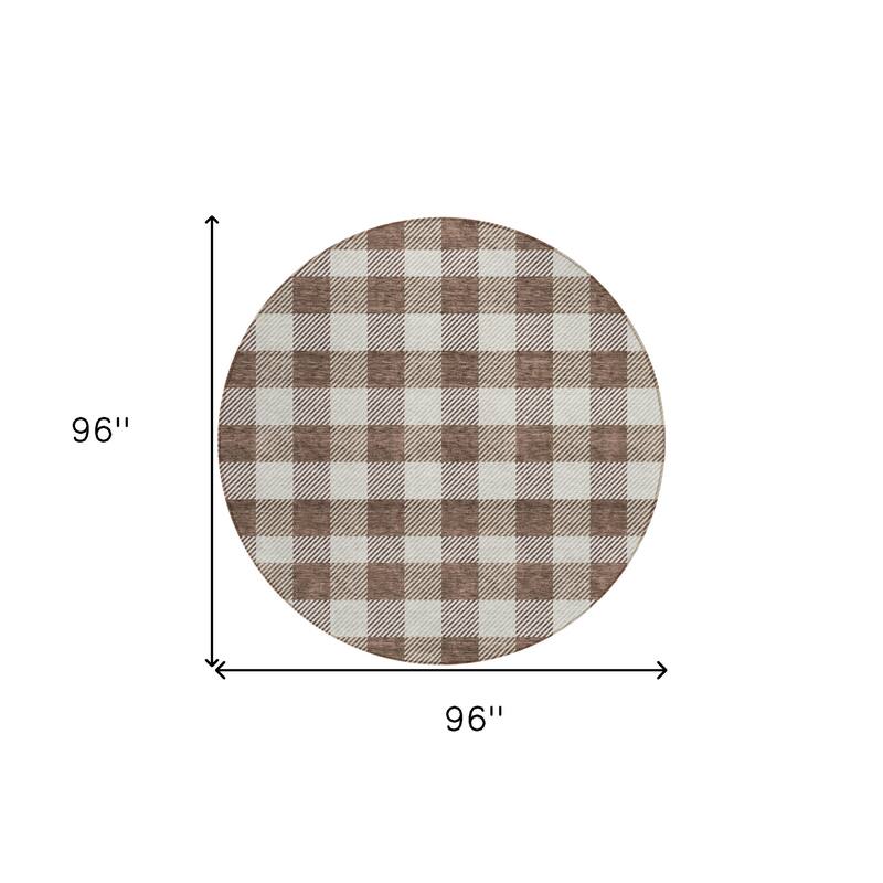 HomeRoots Plaid Transitional Rectangle Outdoor Rug