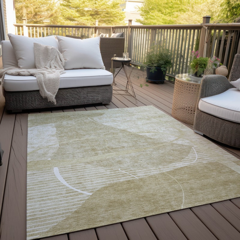 Machine Washable Indoor/ Outdoor Chantille Abstract Modern Rug