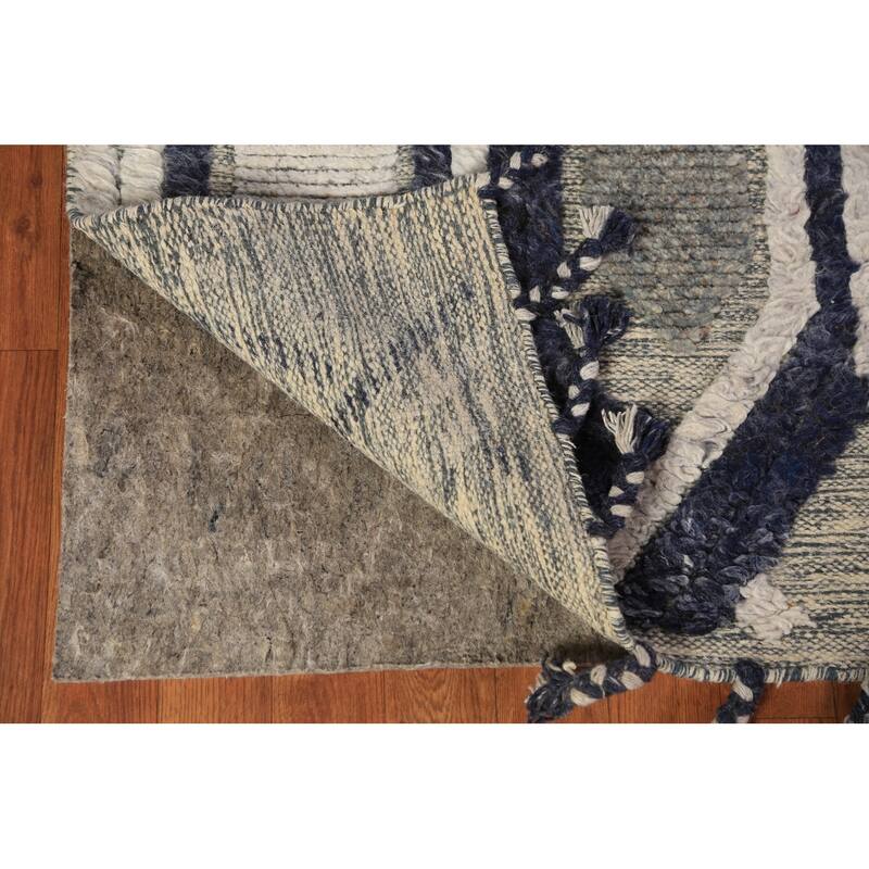 Modern Geometric Moroccan Area Rug Hand-Knotted Indian Wool Carpet - 5'1" x 8'3"