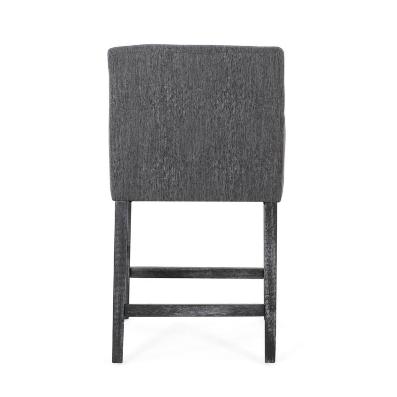 Roomfitters Upholstered 26 Inch Counter Stool with Armrests and H-Frame Base, Charcoal Gray