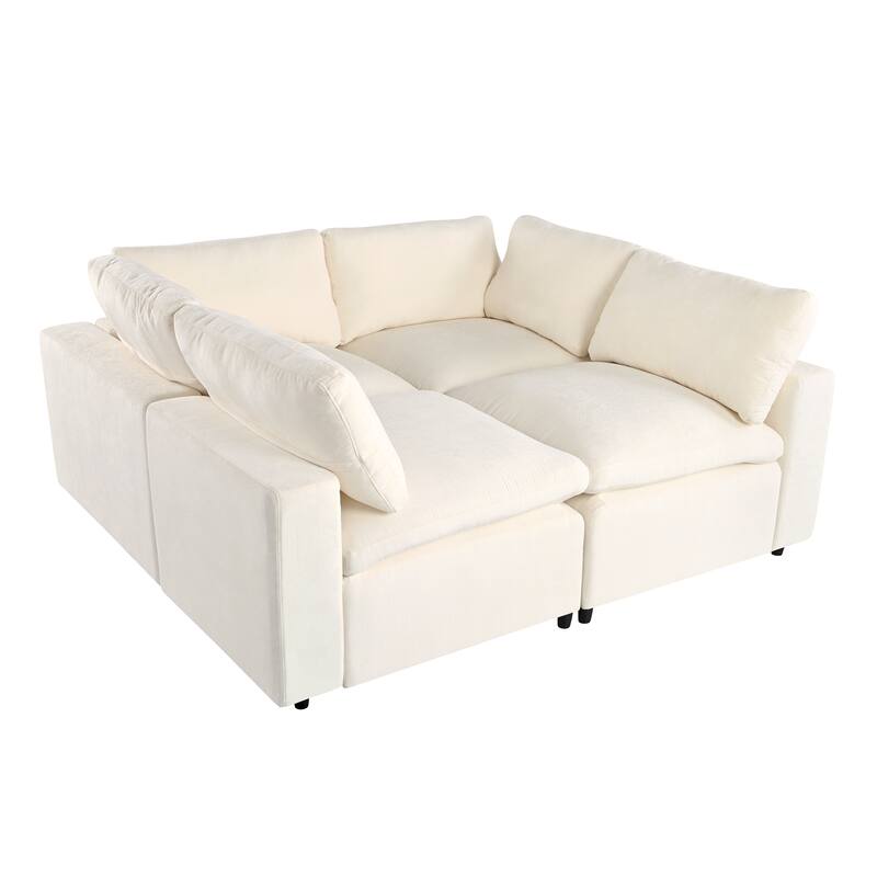4-Seater Sectional Sofa with USB, Bluetooth, & Wireless Charging