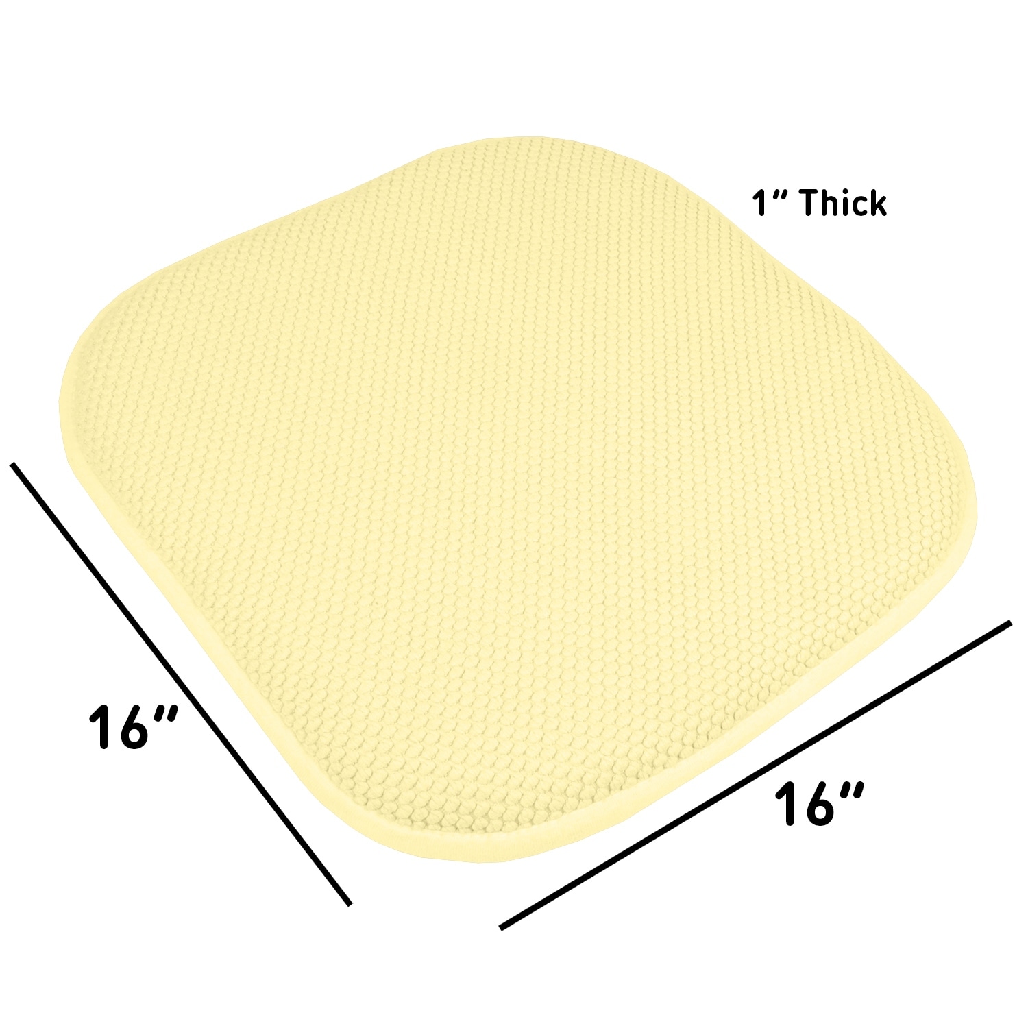 4 Pack: Premium Comfort Non Slip Memory Foam Kitchen & Dining Room Seat/Chair  Cushions - Yellow 