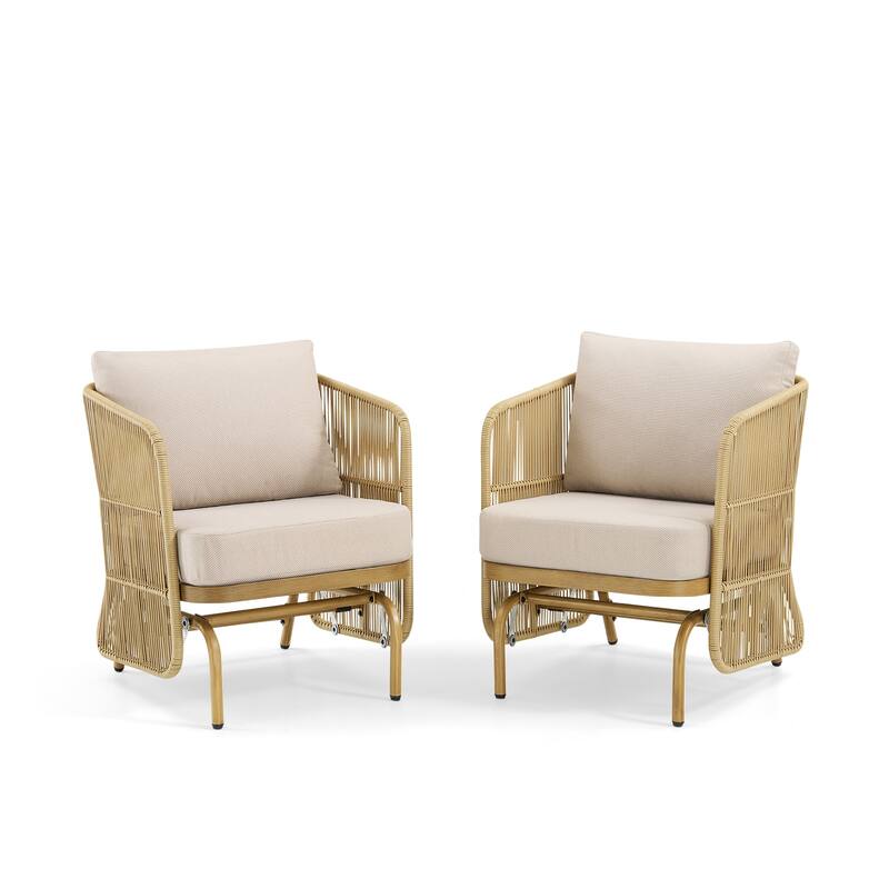 Pocassy Patio 3-Seat Sofa Glider Chair with Coffee Table