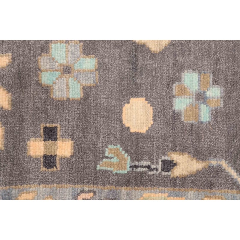 ECARPETGALLERY Hand-knotted Modern Oushak Dark Grey Wool Rug - 10'1 x 14'1