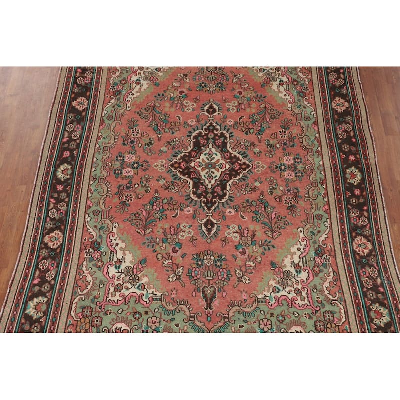 Hamedan Persian Vintage Area Rug Hand-Knotted Wool Carpet - 6'8" x 9'7"