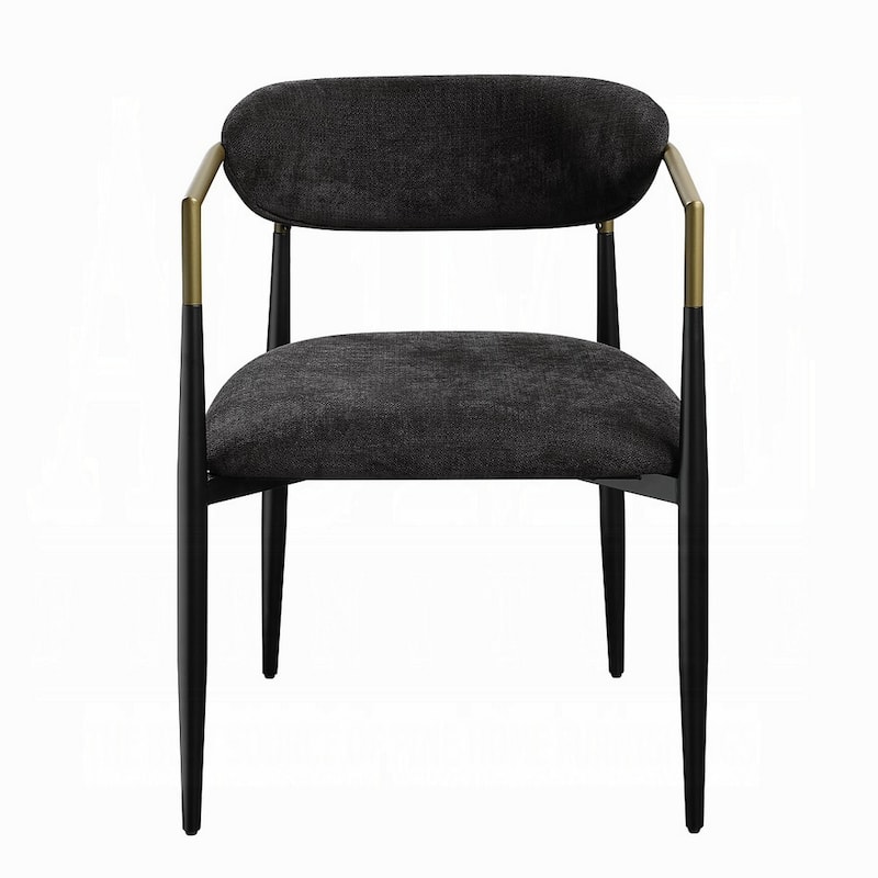 Vonn Dining Side Chair Set of 2, Black Gold Metal, Black Fabric