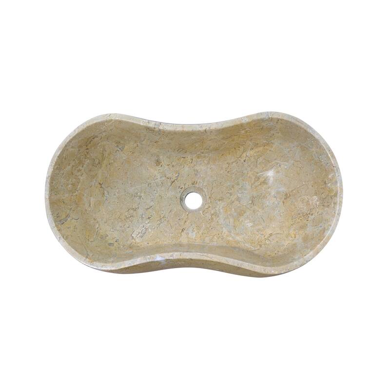 Roomfitters Marble Bathroom Vessel Sink, Natural Stone Countertop Wash Basin, Polished Oval Vanity Sink