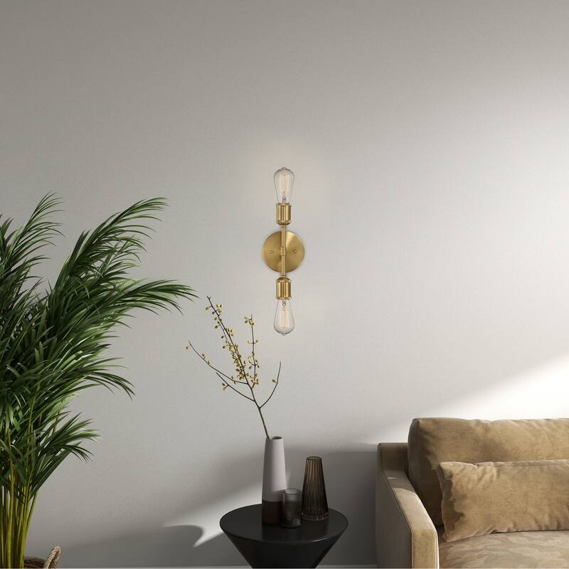 Tonula Double-Light Wall Sconce with Satin Brass Finish