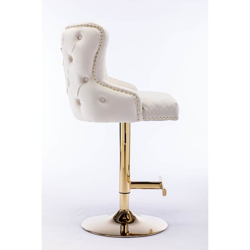 Ostweer Furniture Velvet Adjustable Bar Chair Sto - Beige