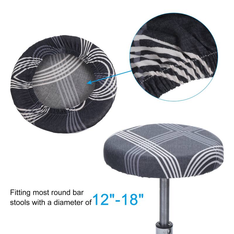 9.5" Bar Stool Cover 4 Pack Stool Cushion Cover 12"-18" Chair Blue White - Blue White