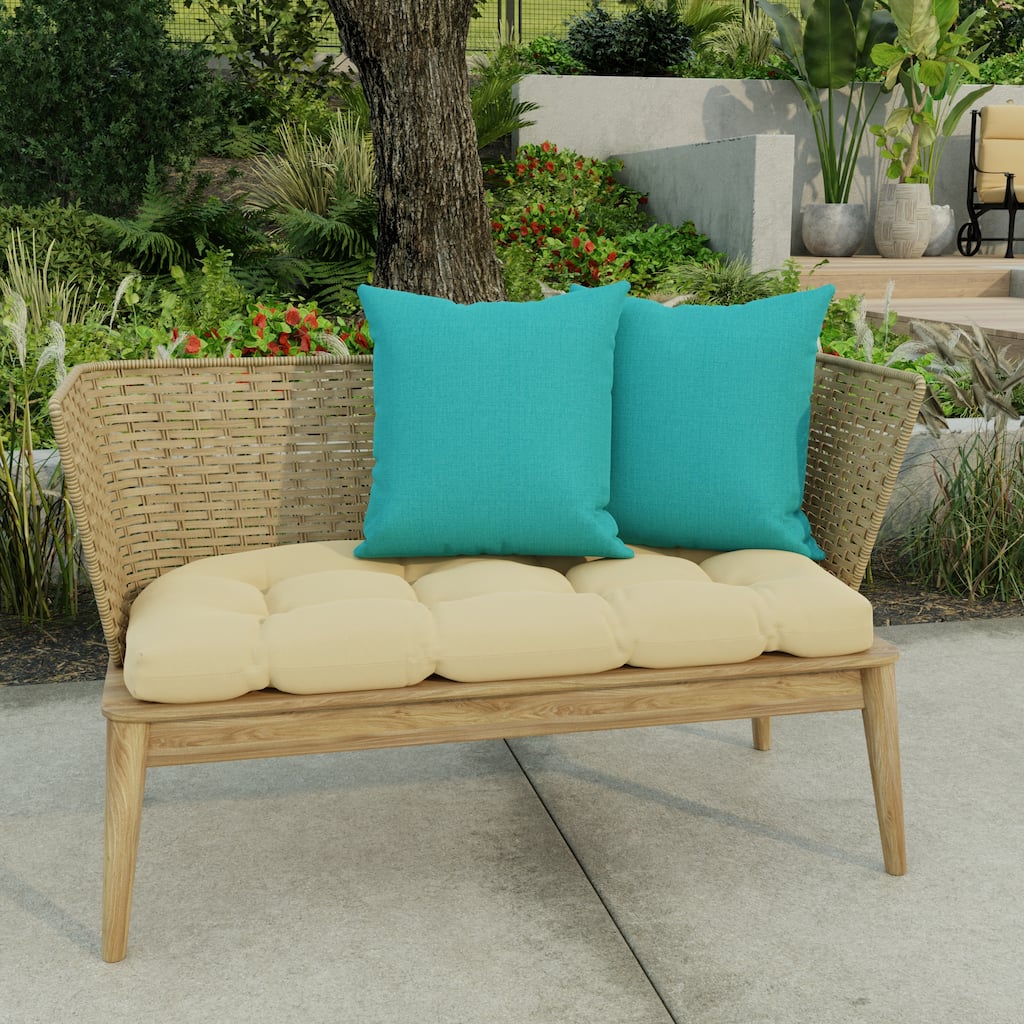 16" x 16" Aqua Solid Outdoor Throw Pillow - Set of 2 - 16'' L x 16'' W x 4'' H