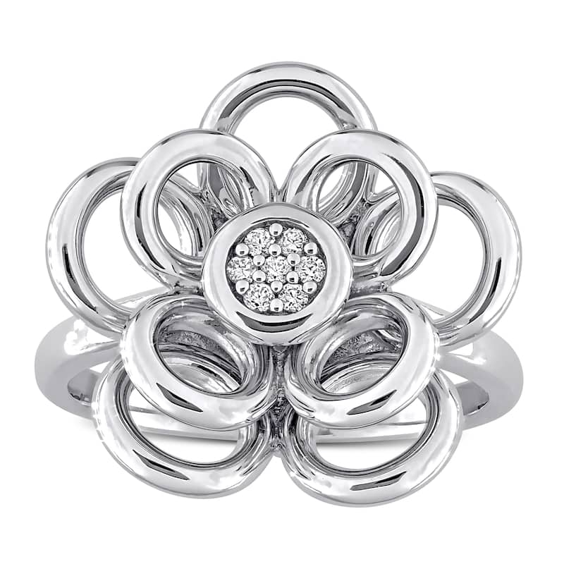 Miadora Diamond Accent Flower Ring in Sterling Silver