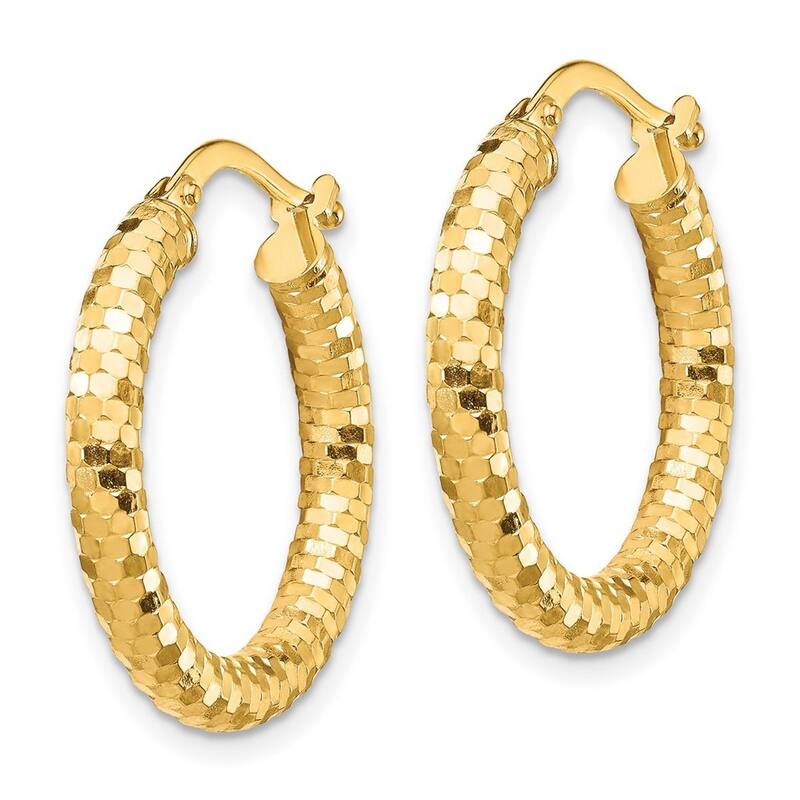 Curata 14k Yellow Gold Sparkle Cut Hoop Earrings - 22.51x15mm