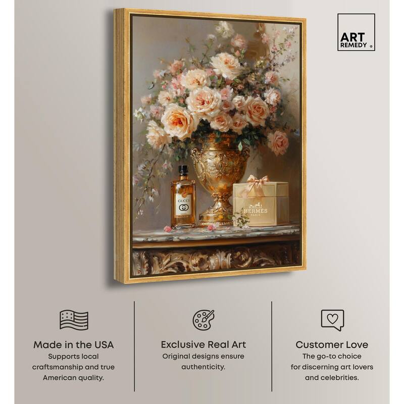 Classical Vase Tans and Floral Canvas by Art Remedy