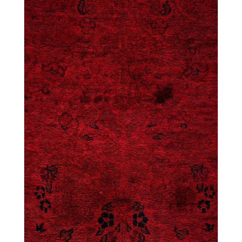 Overton Hand Knotted Wool Vintage Inspired Modern Contemporary Overdyed Red Area Rug - 3' 2" x 5' 3"