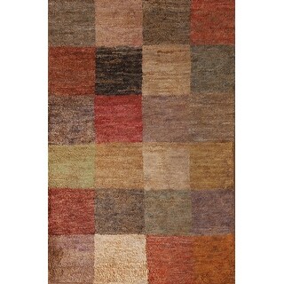 Multi-Color Checkered Contemporary Area Rug Hand-knotted Jute Carpet ...