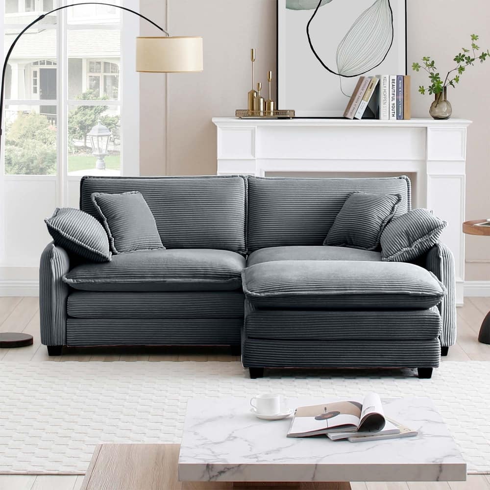 Corduroy Modular Flexible Combinations Sofa Set with Ottoman